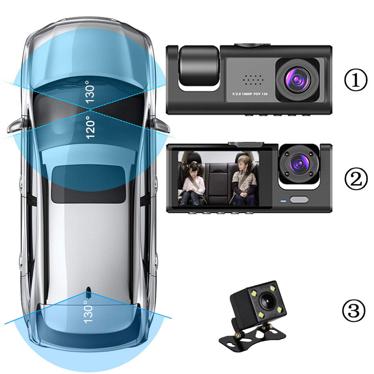 1080P Dual Lens Car Dash Cam Recorder – Front & Rear Camera with G-Sensor, Night Vision, and Loop Recording