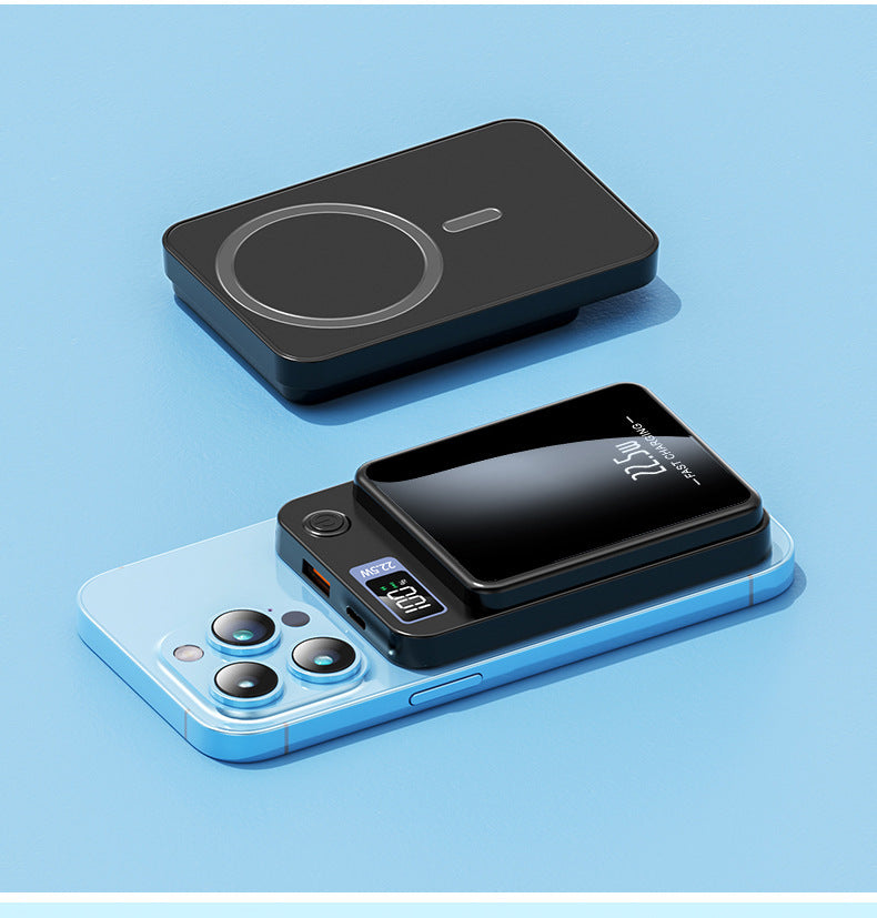 Magnetic Power Bank 22.5W – Fast Wireless Portable Charger for iPhone & Android (Black)