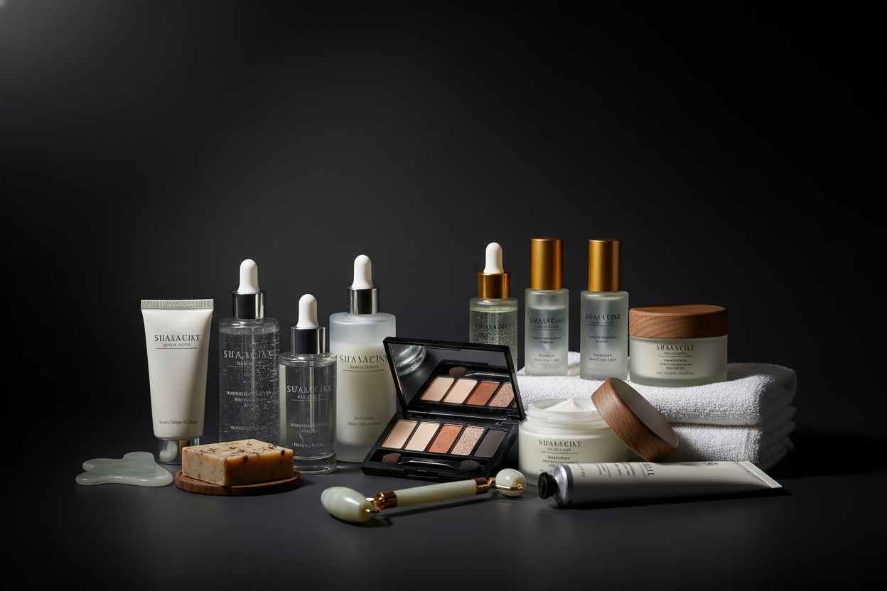 Beauty and personal care on a dark background