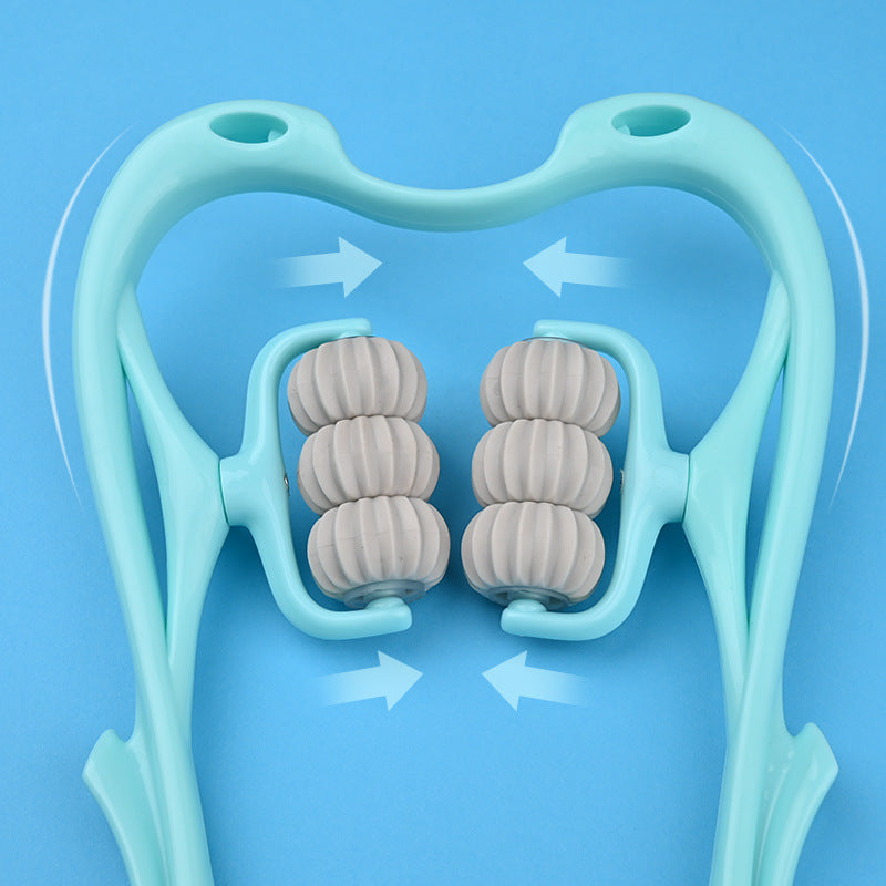 Multifunctional Six-Wheel Manual Neck Massager Roller – Deep Tissue Muscle Relaxation & Pain Relief Tool